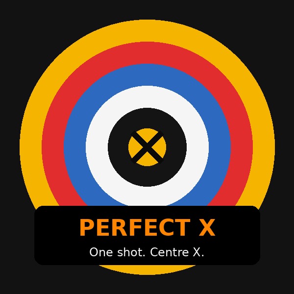 Perfect X Badge awarded for removing the X from the centre of the target