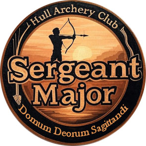 Sergeant Major Badge awarded for scoring a 6, 7, 8, 9, 10, and X in one end at Hull Archery Club