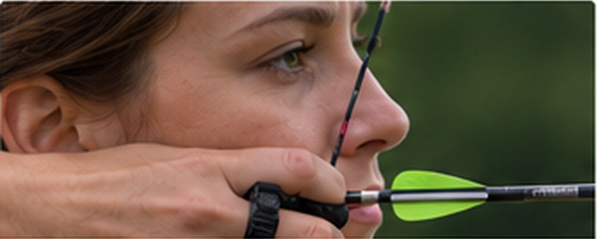 An archer using consistent facial references at full draw