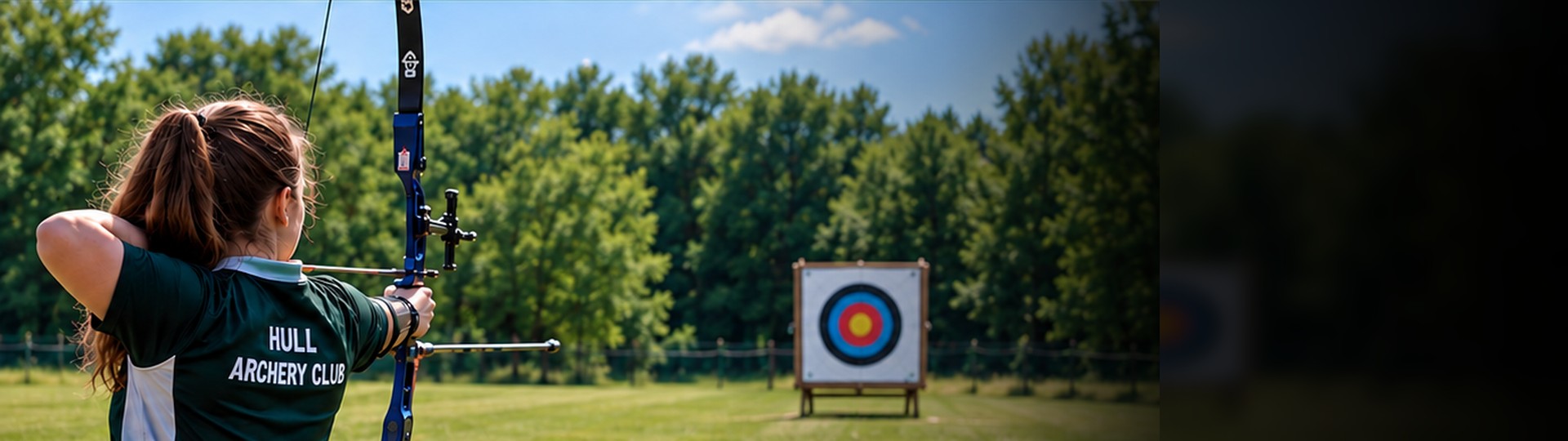 A clear outdoor archery range with the shooting direction safely downrange